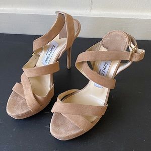 Jimmy Choo Nude Suede Heels Size 38 1/2